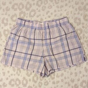 Plaid Women's Sleep Shorts Cotton Flannel Boxers Medium